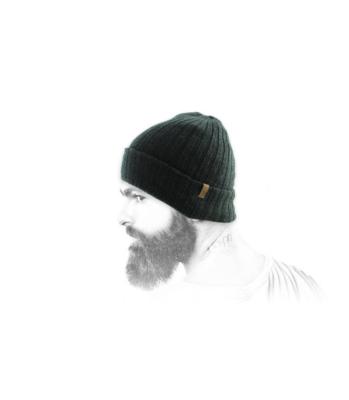 dark green cuffed beanie Beannie Byron thin dark oliv